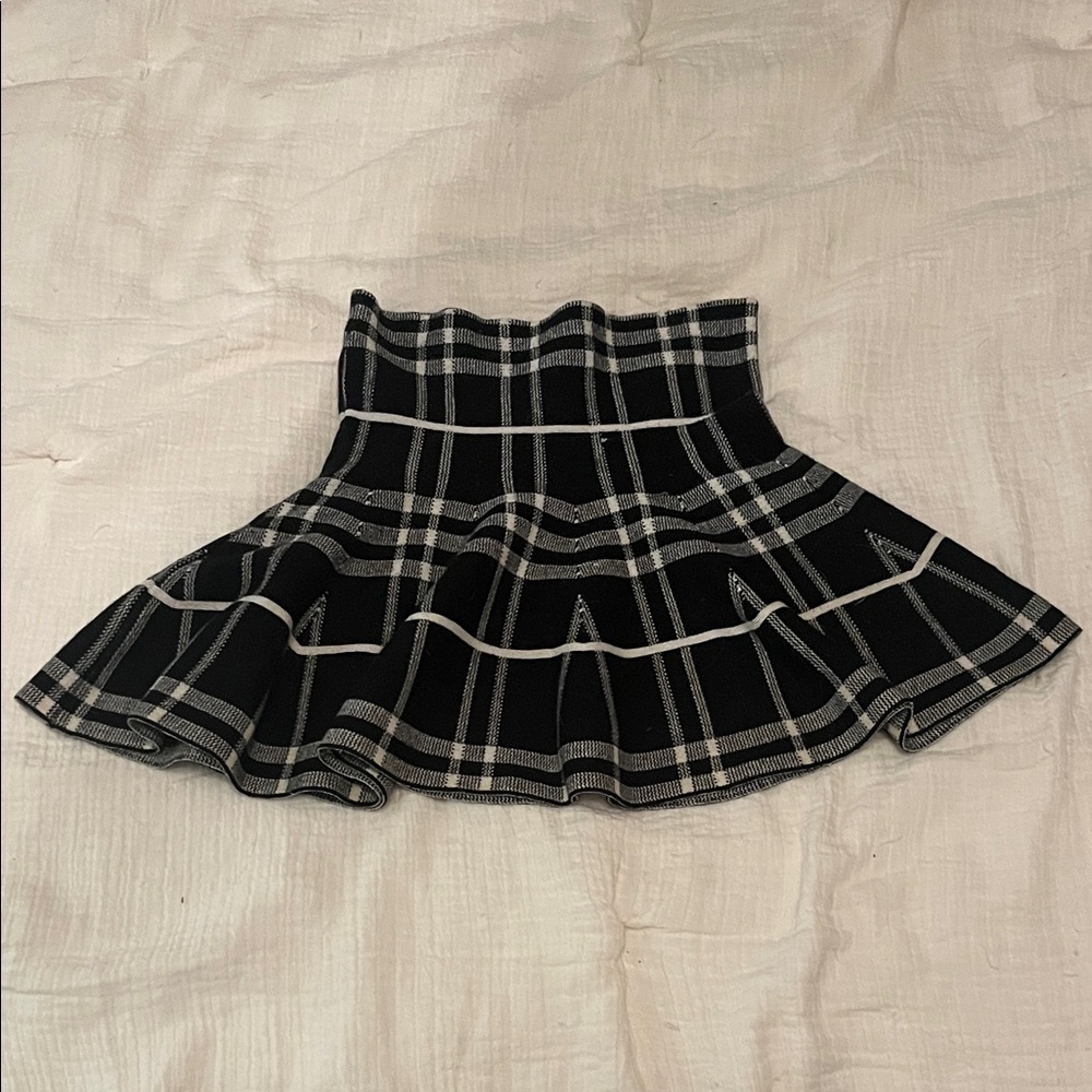 Plaid Black and White Skater Skirt